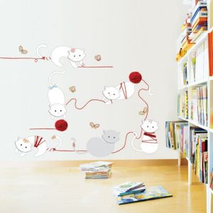 Stickers chats et pelottes de laine