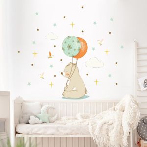 Stickers enfant animaux ourson et les ballons volants