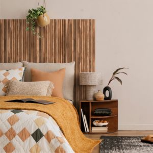 Sticker t&ecirc;te de lit bois &eacute;crin de teck H120 x L160 cm