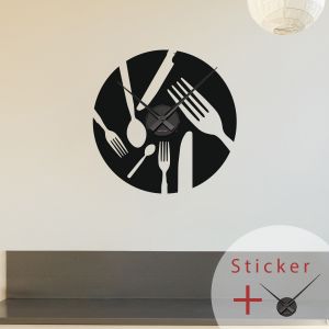 Sticker horloge avec couverts