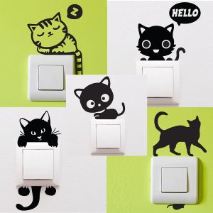 10 stickers interrupteurs chats