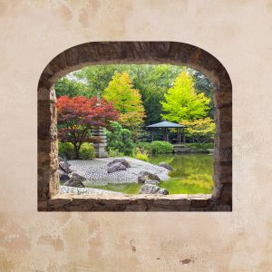 Sticker trompe l'oeil Jardin asiatique
