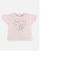 T-shirt manches courtes rose avec sequins