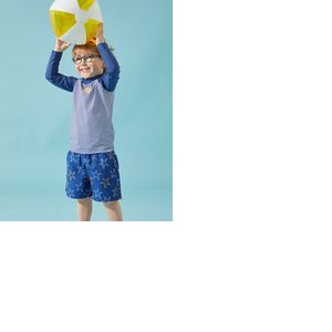 Set UV &agrave; imprim&eacute; &eacute;toile de mer, bleu marine/orange