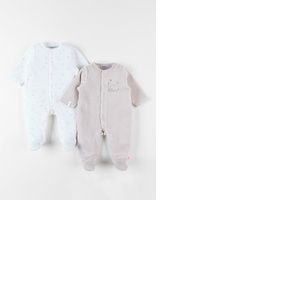 Set de 2 pyjamas 1 pièce, greige/écru