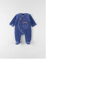 Pyjama 1 pièce dino en velours, bleu foncé