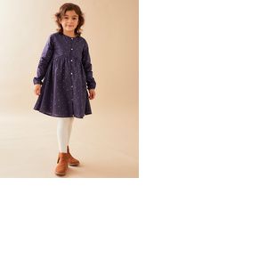 Robe &agrave; pois, bleu marine