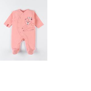 Pyjama 1 pi&egrave;ce l&eacute;opard en jersey, rose corail