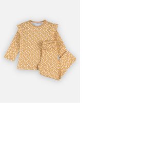 Pyjama 2 pi&egrave;ces fleuri en jersey, jaune moutarde