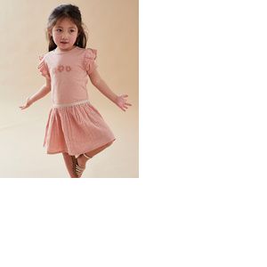 Robe bi-mati&egrave;re &agrave; manches courtes, rose clair