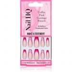 Nail HQ Coffin Pink Contrast French Faux ongles avec colle incluse 24 pcs
