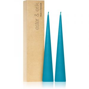 ester & erik cone candles turquoise (no. 56) bougie décorative 2x25 cm