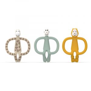 Matchstick Monkey Animal Teether Gift Set coffret cadeau pour enfant Giraffe Gigi, Lion Luda, Monkey Mint