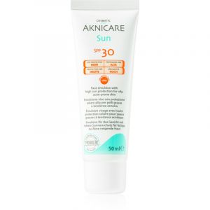 Synchroline Aknicare Sun émulsion solaire pour peaux acnéiques et séborrhéiques SPF 30 50 ml