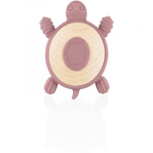Zopa Silicone Wooden Teether Turtle jouet de dentition 0 m+ Old Pink 1 pcs