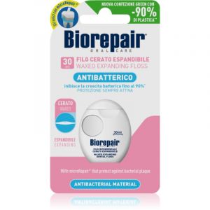 Biorepair Dental Floss Waxed Expanding fil dentaire ciré pour gencives sensibles Pink 30 m
