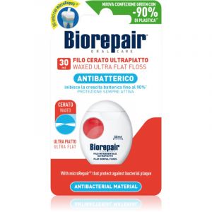 Biorepair Dental Floss Non-Waxed Ultra-Flat fil dentaire non ciré pour dents sensibles Red 30 m