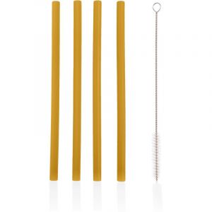 Zopa Silicone Straw paille en silicone + brosse 6 m+ Mustard Yellow 4 pcs