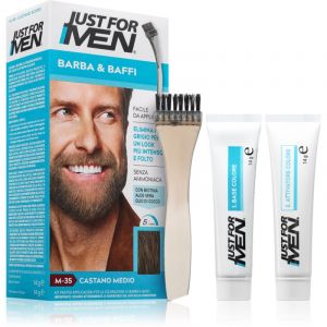 Just for Men Men Moustache & Beard coloration pour barbe pour recouvrir les cheveux blancs teinte M-35 Mid Grey 1 pcs