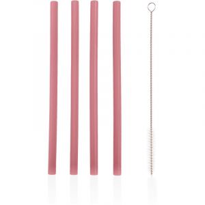 Zopa Silicone Straw paille en silicone + brosse 6 m+ Old Pink 4 pcs