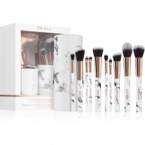 Zoë Ayla Makeup Brush Set Marble 10 Piece kit de pinceaux avec étui