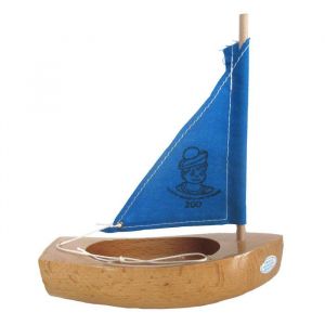 Thonier 17 cm - Coque vernie - Voile bleue