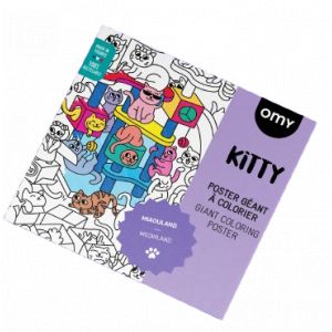 OMY Poster G&eacute;ant &agrave; colorier - Kitty | moment cr&eacute;atif apaisant | imagination et pr&eacute;cision