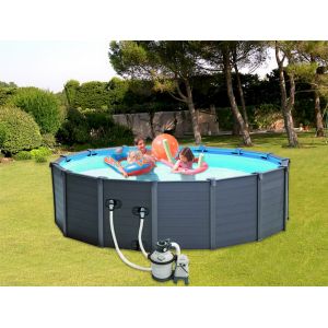 Kit piscine hors-sol Intex GRAPHITE ronde Ø478 x 124cm avec filtration à sable