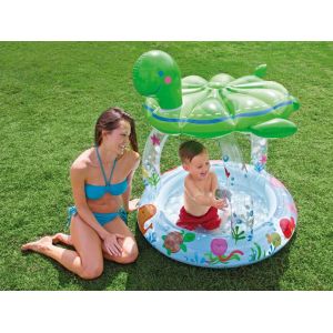 Pataugette gonflable Intex TORTUE ronde dimensions Ø104 x 104cm avec paresoleil