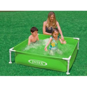 Piscine hors-sol tubulaire Intex METAL FRAME JUNIOR carrée 122 x 122 x 30cm coloris vert