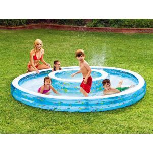 Piscine gonflable Intex DOUBLE FONTAINE dimensions Ø279 x 36cm