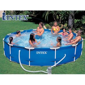 Kit piscine tubulaire Intex METAL FRAME ronde Ø366 x 76cm avec filtration à cartouche 2m3/h