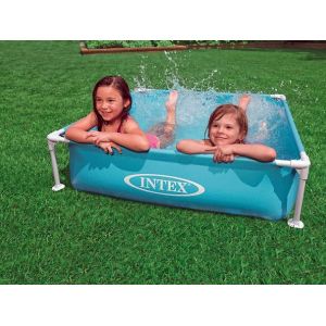 Piscine hors-sol tubulaire Intex METAL FRAME JUNIOR carrée 122 x 122 x 30cm coloris bleu