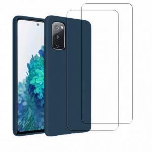 Coque Galaxy S20 FE et 2 écrans de protection - Silicone - Bleu marine - Reconditionné