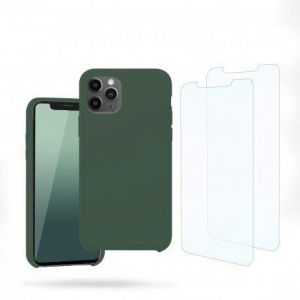 Coque iPhone 11 Pro Max et 2 écrans de protection - Silicone - Vert - Reconditionné