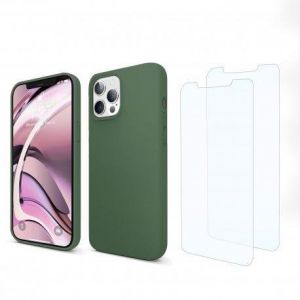 Coque iPhone 13 Pro et 2 écrans de protection - Silicone - Vert - Reconditionné
