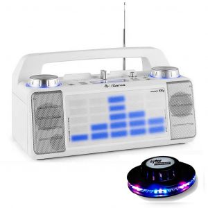 Enceinte Bluetooth Enceinte IDANCE XD2 50W à LEDs bleu AUX/FM/USB/FADER/MIXER/BT + 2 ROUNDMAGIC - Blanc - Reconditionné