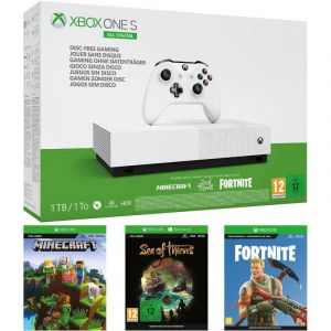 Xbox One S 1000Go - Blanc - Edition limit&eacute;e All Digital + Sea of Thieves + Fortnite + Minecraft - Reconditionn&eacute;