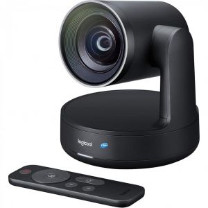 Webcam Logitech Modular video conferencing system with soundbar mics cables controller disply hub and table hub - Reconditionné
