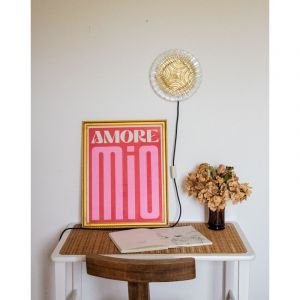 Applique demi lune dor&eacute;e en verre n&deg;171