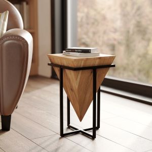 Petite sellette en bois d'acacia et m&eacute;tal - shanghai