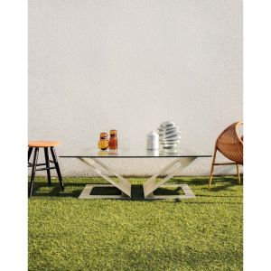 Table basse modulable chrome et verre n&deg;727