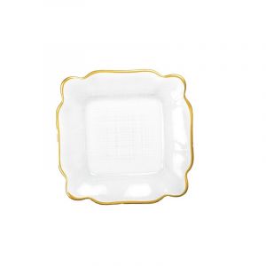 Assiette carrée en verre bords dorés