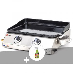 Plancha &agrave; gaz vera 200 avec cuve en inox - somagic + d&eacute;graissant plancha