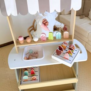 Marchande enfant +3 - chariot &agrave; glaces en bois - accessoires - soutien motricit&eacute;