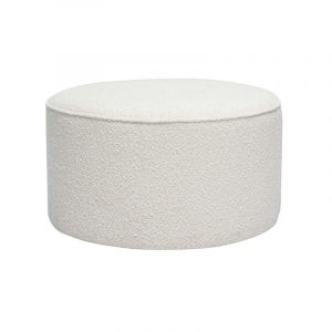 Pouf rond en tissu effet laine bouclée blanc d70 cm paul