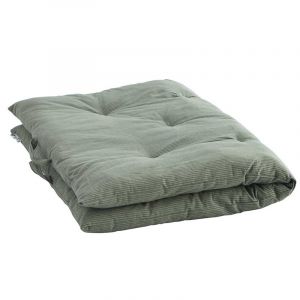 Sur-matelas &eacute;dredon coton vert jade et gris clair mme stoltz