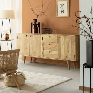 Buffet long en bois de manguier