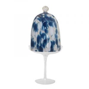 Cloche sur pied blanche et bleue