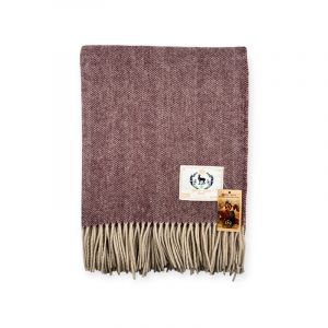 Plaid en laine herringbone aubergine